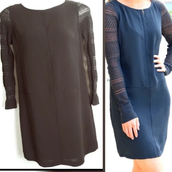 Adrianna Papell | Dresses | Adrianna Papell Whimsigoth Drop Waist Dress  Lace Long Sleeves Size 4 Black | Poshmark